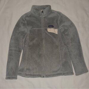 Patagonia Gray Fleece Zip Up Jacket with Cream Accent